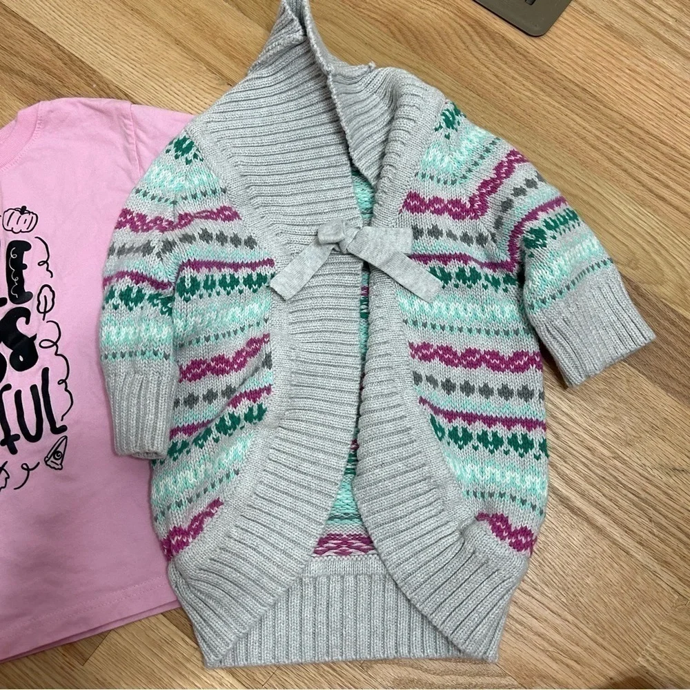 Little Miss Thankful T-shirt 4T OshKosh B’gosh Gray Sweater Girls Toddler